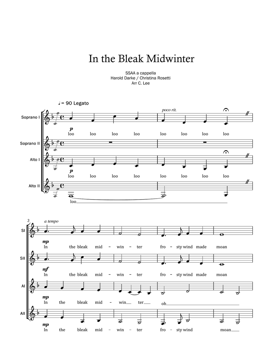 In the Bleak Midwinter (Darke) (SSAA) SSAA scores gallery preview page 1