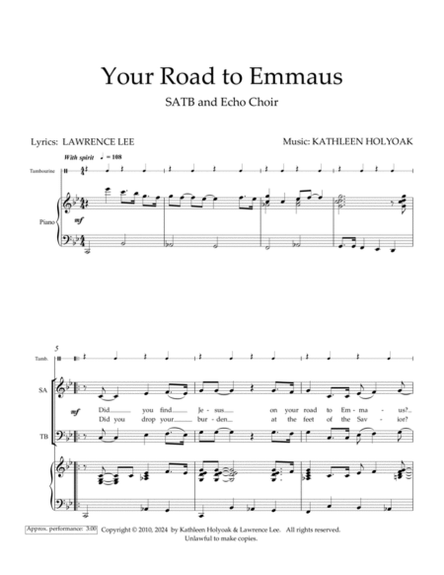 Your Road to Emmaus (for SATB and Echo Choir) image number null