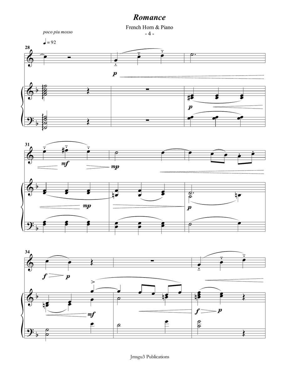Saint Saens Romance for French Horn Piano by Camille Saint