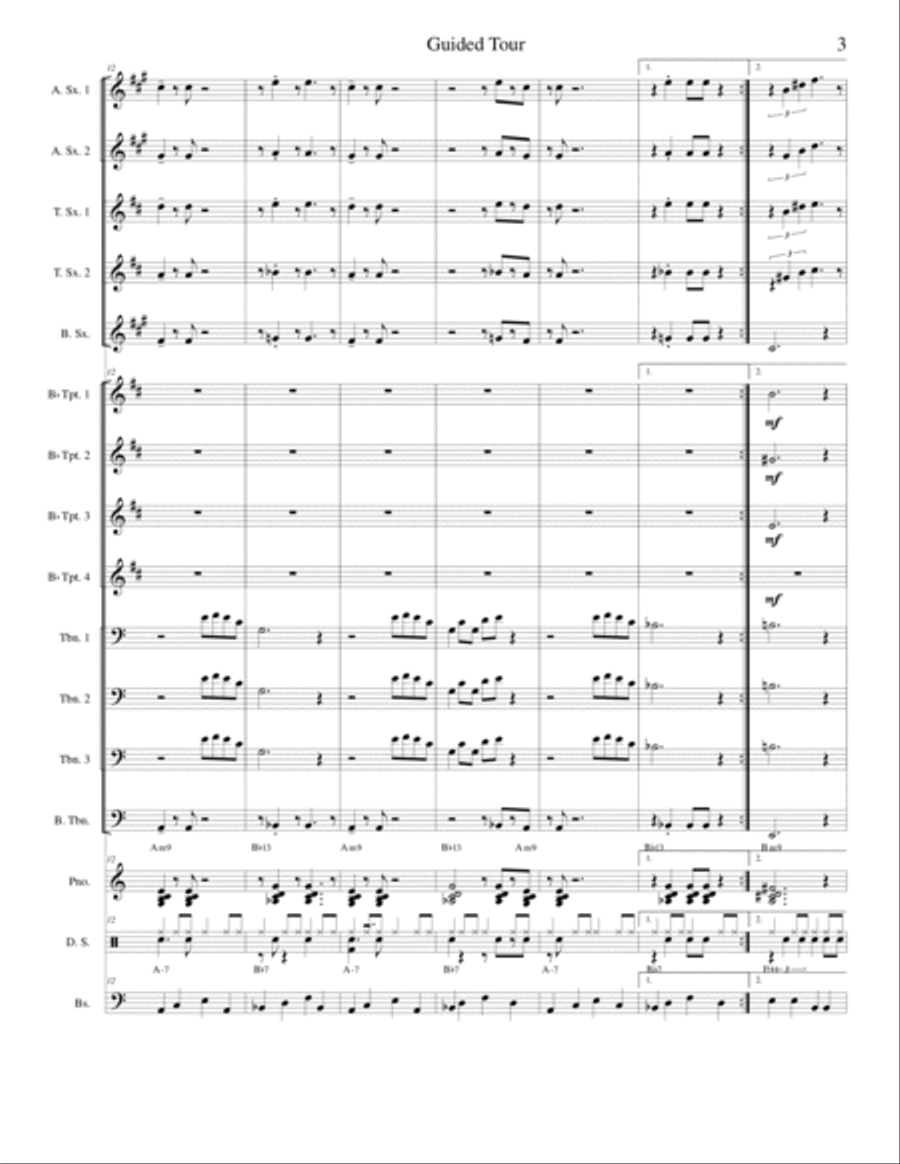 Guided Tour for Jazz Ensemble, from the CD Guided Tour by Michael BB Quartet Jazz Ensemble scores gallery preview page 3