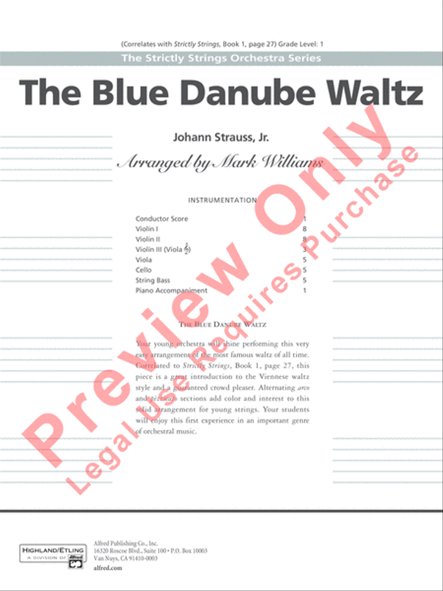 The Blue Danube Waltz String Orchestra scores gallery preview page 2