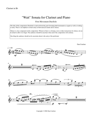Bb Clarinet and Piano, "Wait" DuoSolos Concerto - 3 Movements