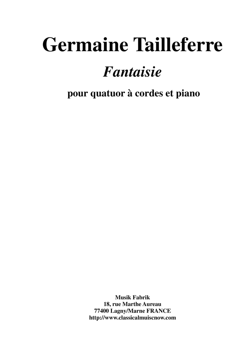 Germaine Tailleferre: Fantaisie for string quartet and piano