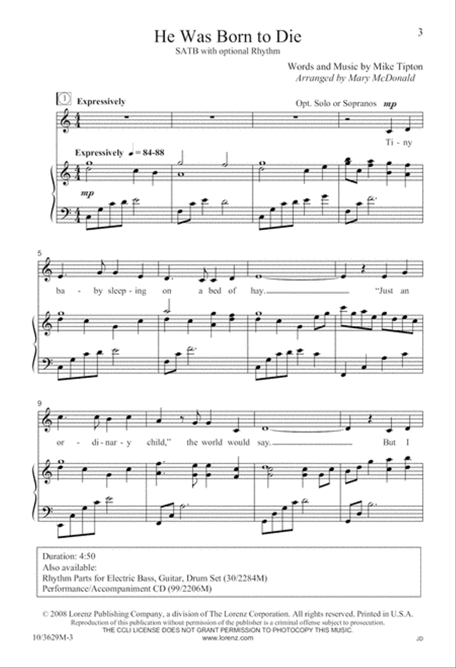 He Was Born to Die 4-Part scores gallery preview page 3