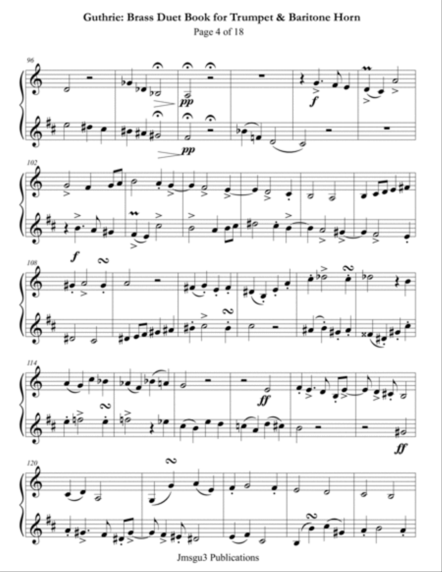 Guthrie: Brass Duet Book for Trumpet & Baritone Horn Brass Duet scores gallery preview page 4