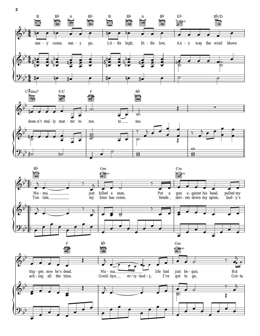 Bohemian Rhapsody Acoustic Guitar scores gallery preview page 2