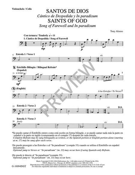 Santos de Dios / Saints of God - Instrument edition