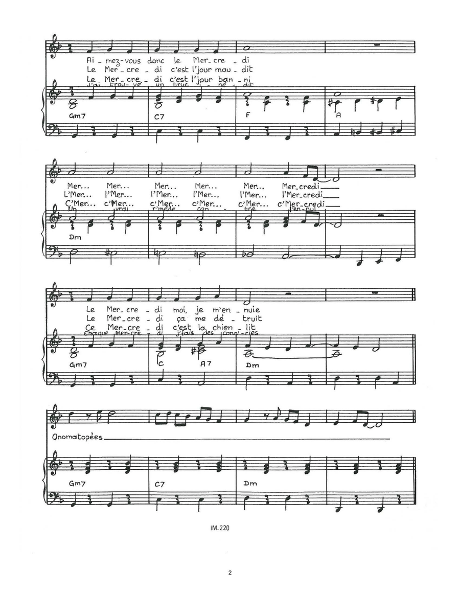 Le Mercredi Piano, Vocal scores gallery preview page 2