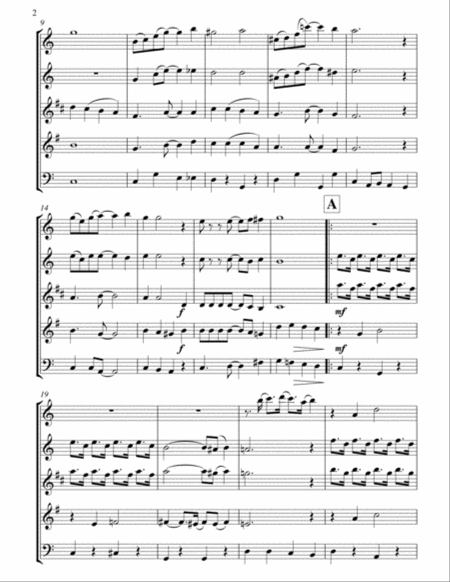 Carolina In The Morning: Wind Quintet Woodwind Quintet scores gallery preview page 3