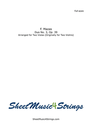 Book cover for Mazas Duo No. 3, Op. 39 Arranged for Two Violas