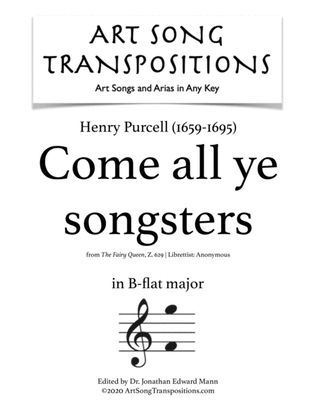 Book cover for PURCELL: Come all ye songsters (transposed to B-flat major)