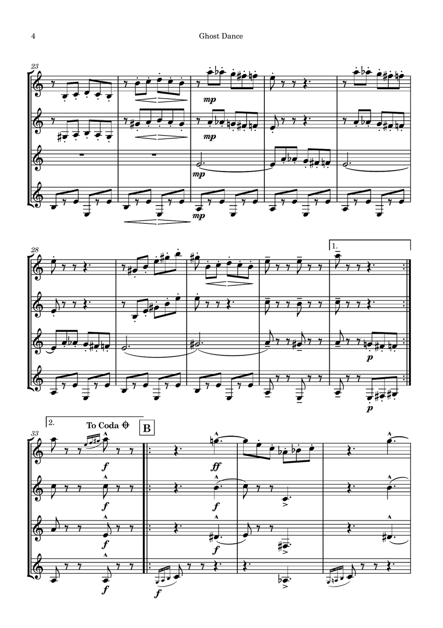 Ghost Dance Clarinet Quartet scores gallery preview page 4