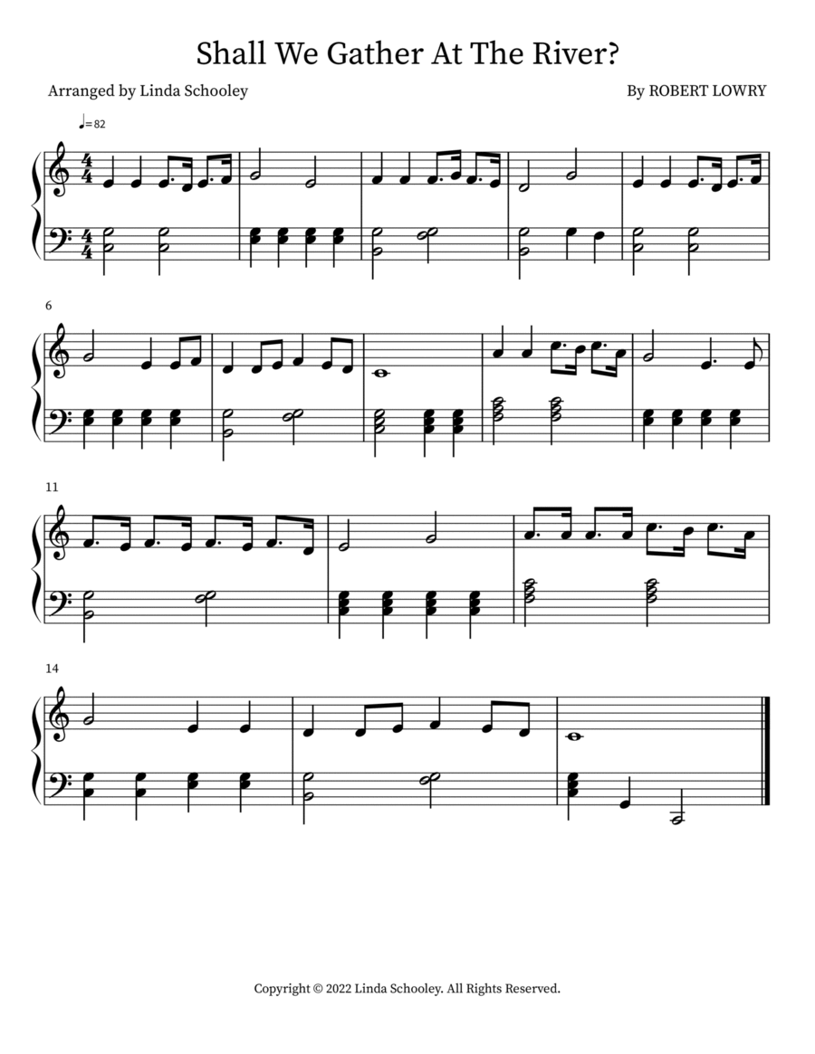 Shall We Gather At The River? Easy Piano scores gallery preview page 1