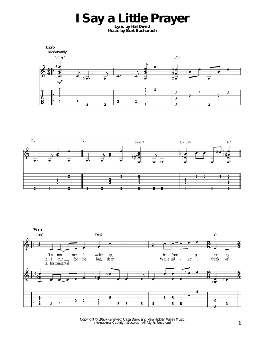 I Say A Little Prayer I Say A Little Prayer Acoustic Guitar scores gallery preview page 1