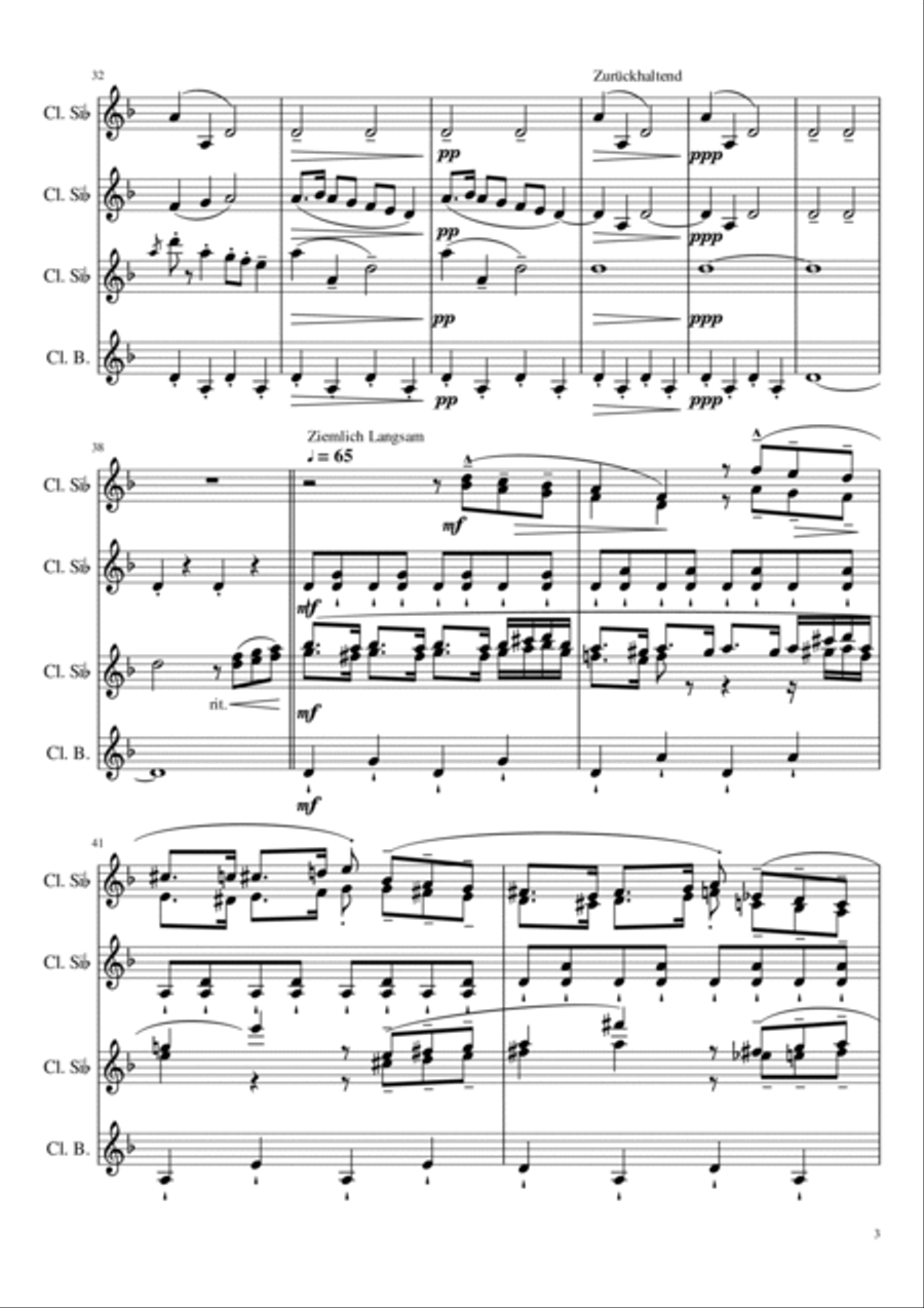 Gustav Mahler Funeral March (from Symphony No. 1) for Clarinet Ensemble Woodwind Quintet scores gallery preview page 4