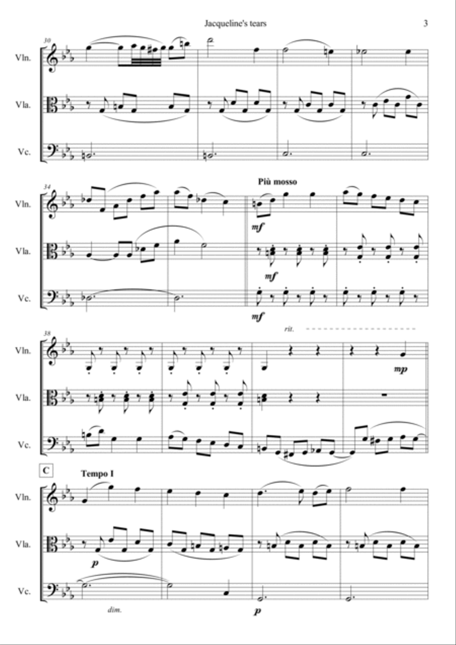 Jacqueline's Tears String Trio scores gallery preview page 3