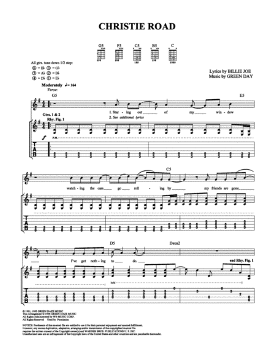Christie Road Christie Road Electric Guitar scores gallery preview page 1