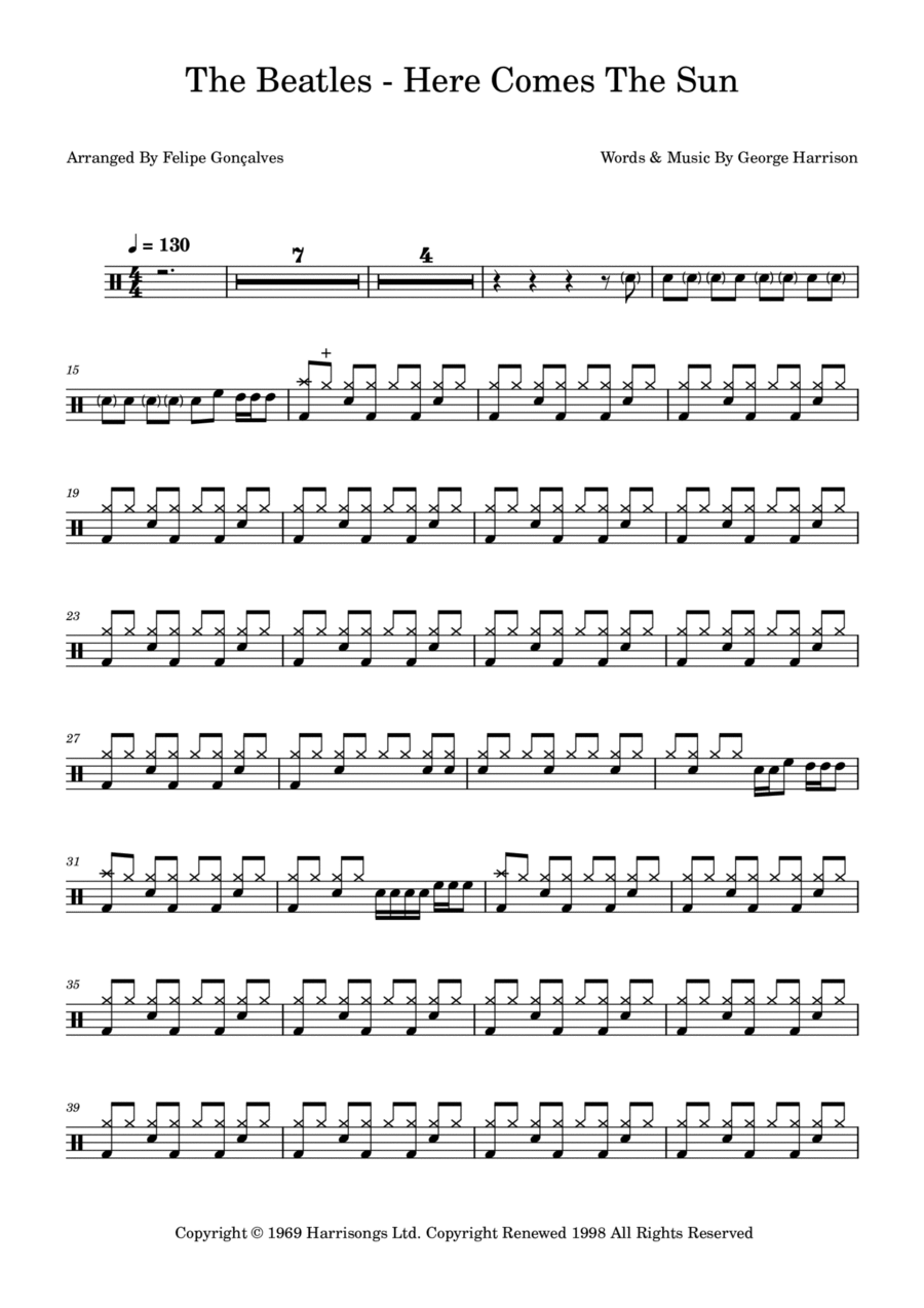 Here Comes The Sun Here Comes The Sun Drum Set scores gallery preview page 1