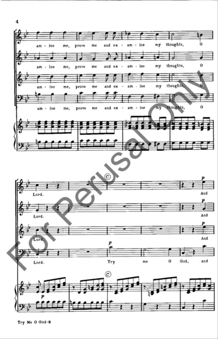 Try Me O God 4-Part scores gallery preview page 4