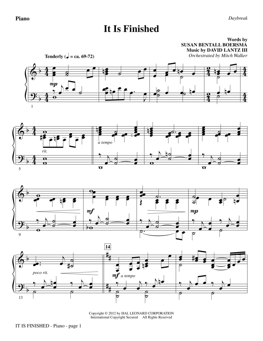 It Is Finished - Piano It Is Finished - Piano Choir scores gallery preview page 1