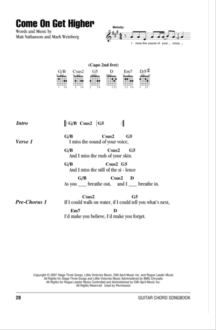 Come On Get Higher Acoustic Guitar scores gallery preview page 1
