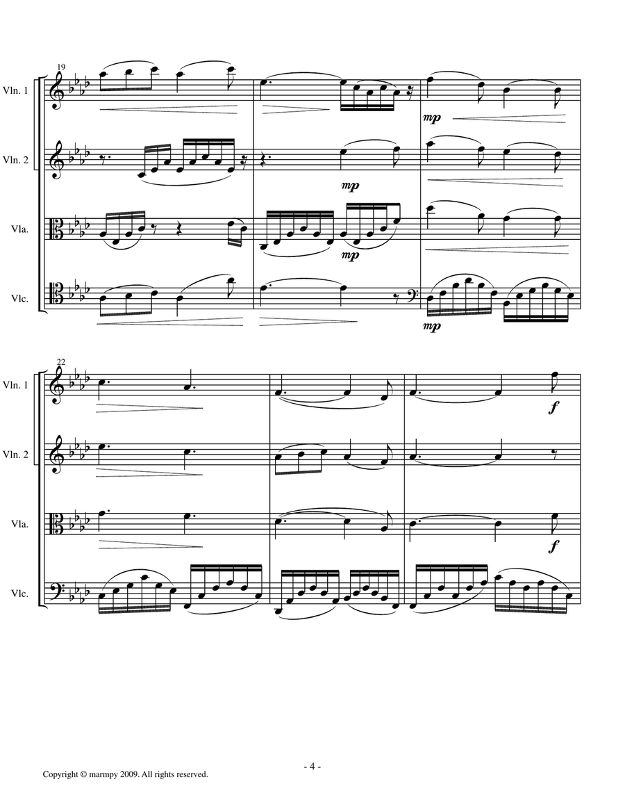 O Mio Babbino Caro by Puccini (arranged for String Quartet) String Quartet scores gallery preview page 4