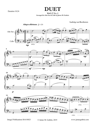 Beethoven: Duet WoO 27 No. 2 for Alto Sax & Cello