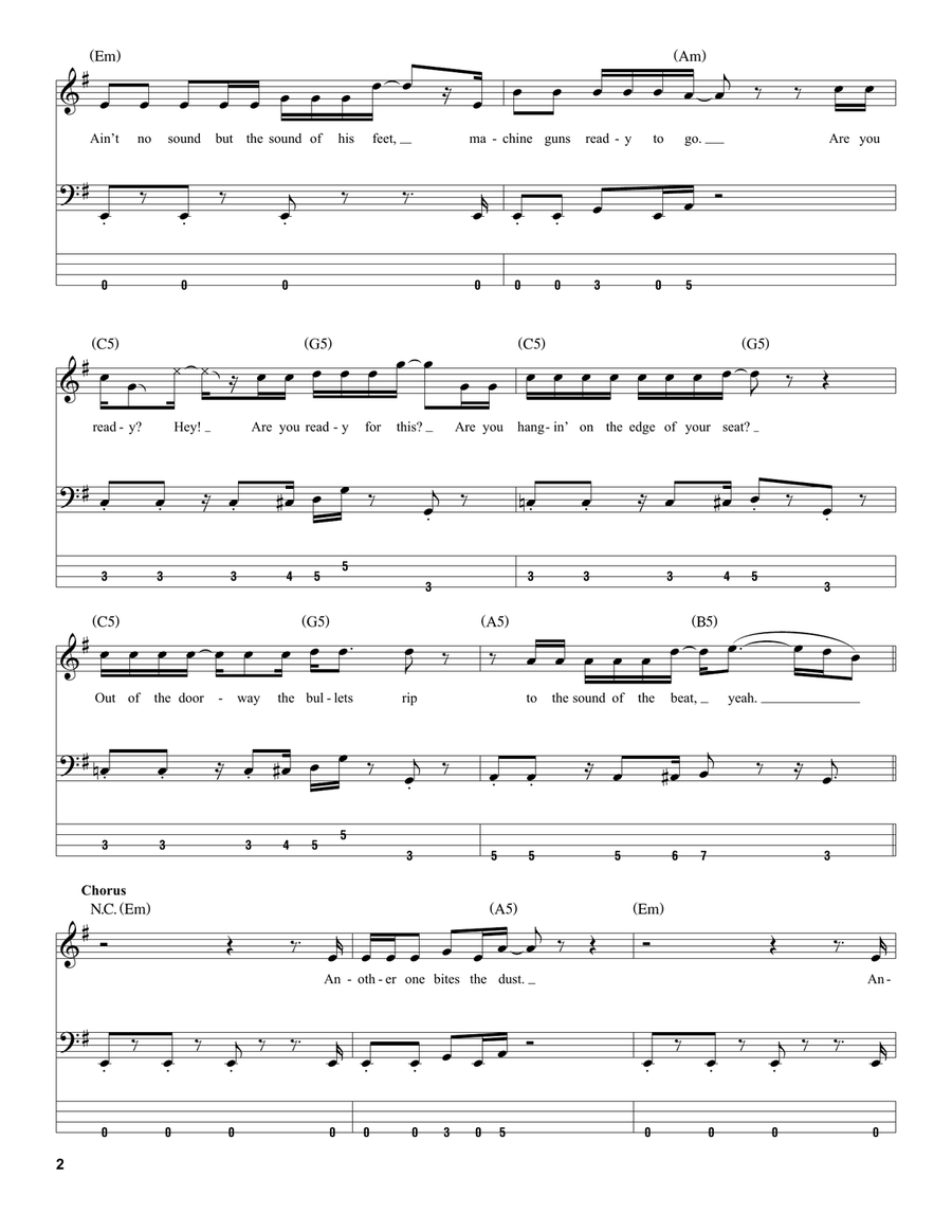 Another One Bites The Dust Acoustic Guitar scores gallery preview page 2