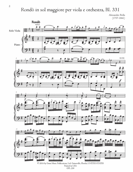 Rondo in sol maggiore, BI. 331 Viola e Orchestra