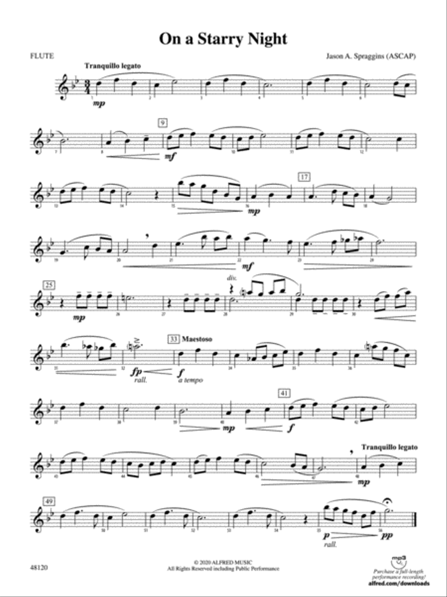 On a Starry Night: Flute Concert Band scores gallery preview page 1