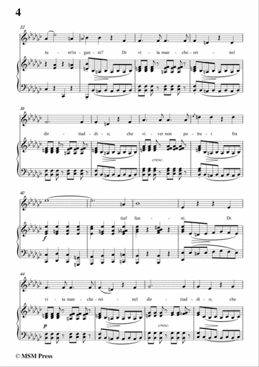 Schubert-Vedi Quanto Adoro,in D flat Major,for Voice&Piano Voice scores gallery preview page 6