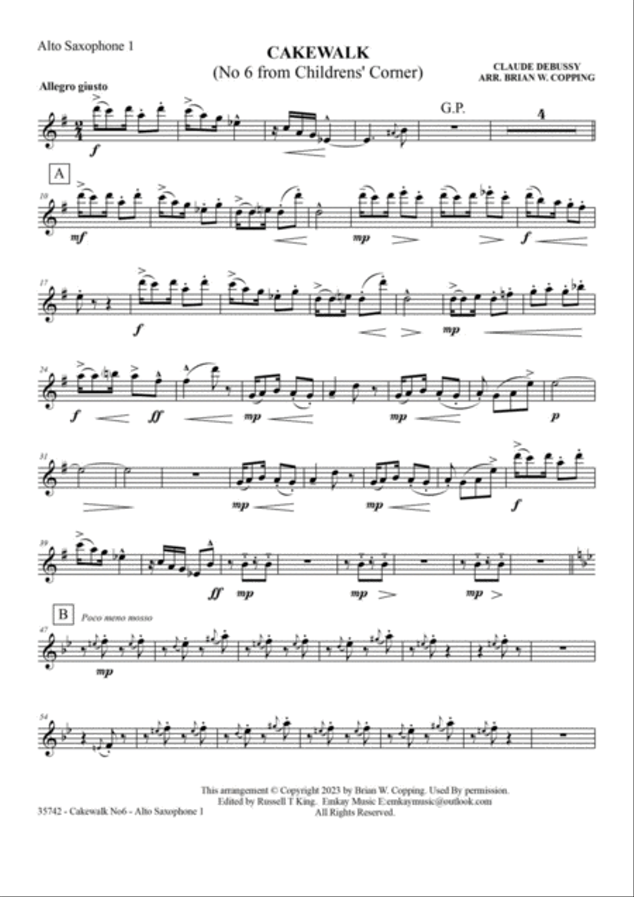CAKEWALK NO 6 FROM CHILDREN'S CORNER - SAXOPHONE QUARTET Saxophone Quartet scores gallery preview page 6