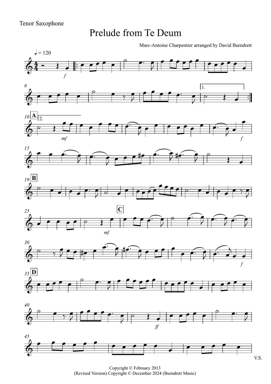 Prelude from Te Deum for Tenor Saxophone and Trombone Duet Trombone Duet scores gallery preview page 3
