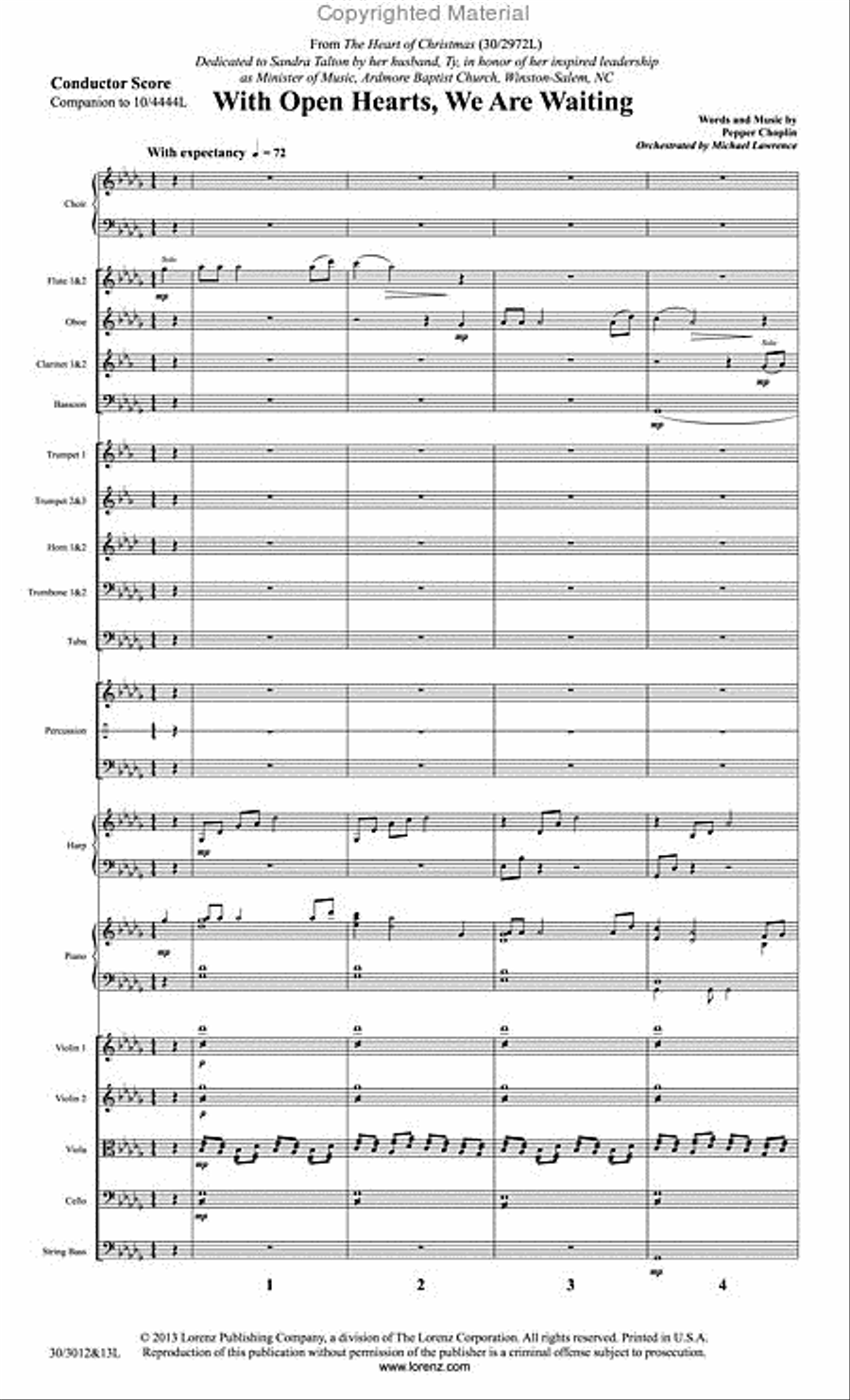 With Open Hearts, We Are Waiting - Orchestral Score and Parts Choir scores gallery preview page 2
