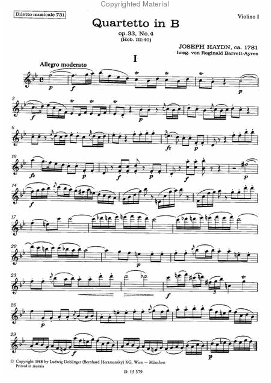 Streichquartett B-Dur op. 33 / 4 String Quartet scores gallery preview page 2