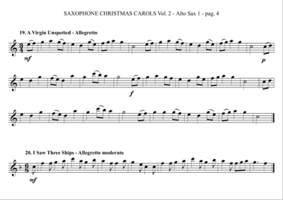 SAXOPHONE CHRISTMAS CAROLS vol. 2 - 12 more English Carols for Sax Quartet (SATB or AATB) Saxophone Quartet scores gallery preview page 4