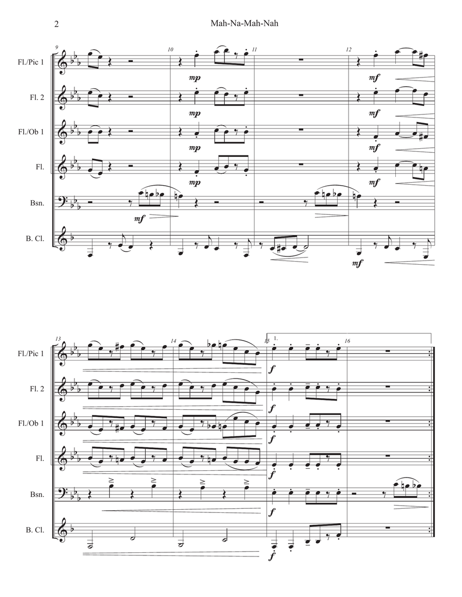 Mah-na Mah-na Mah-na Mah-na Woodwind Ensemble scores gallery preview page 2