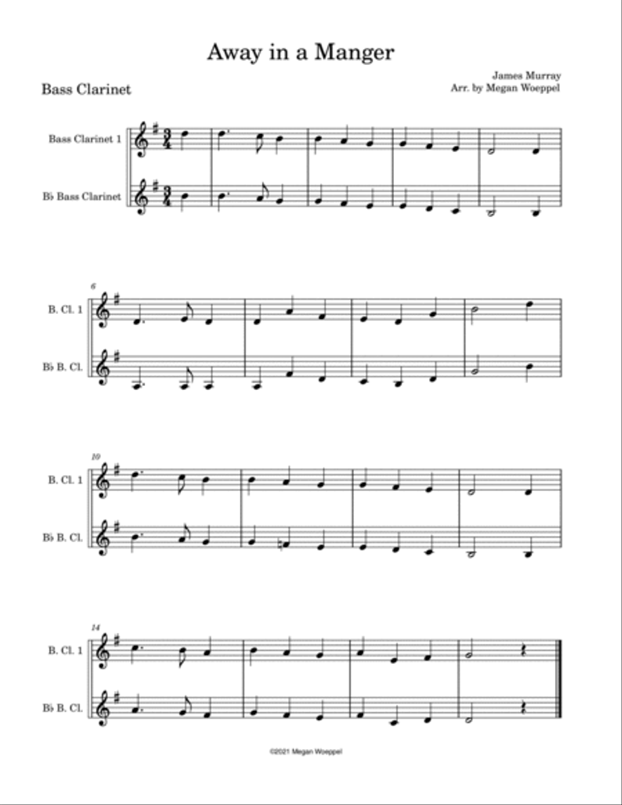 Easy Holiday Duets - Bass Clarinet Woodwind Duet scores gallery preview page 4