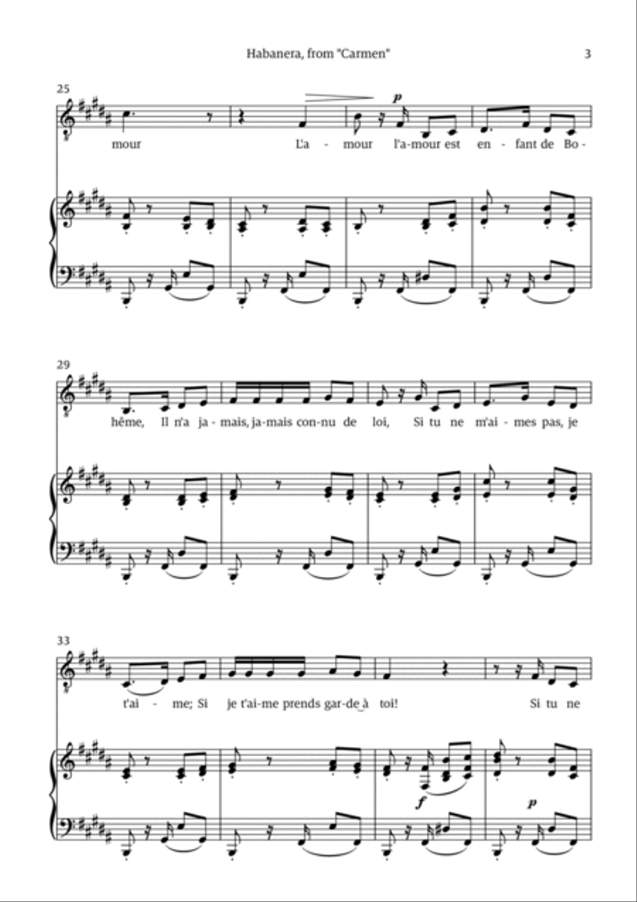 Habanera (for tenor - B minor/major) Chamber Music scores gallery preview page 3