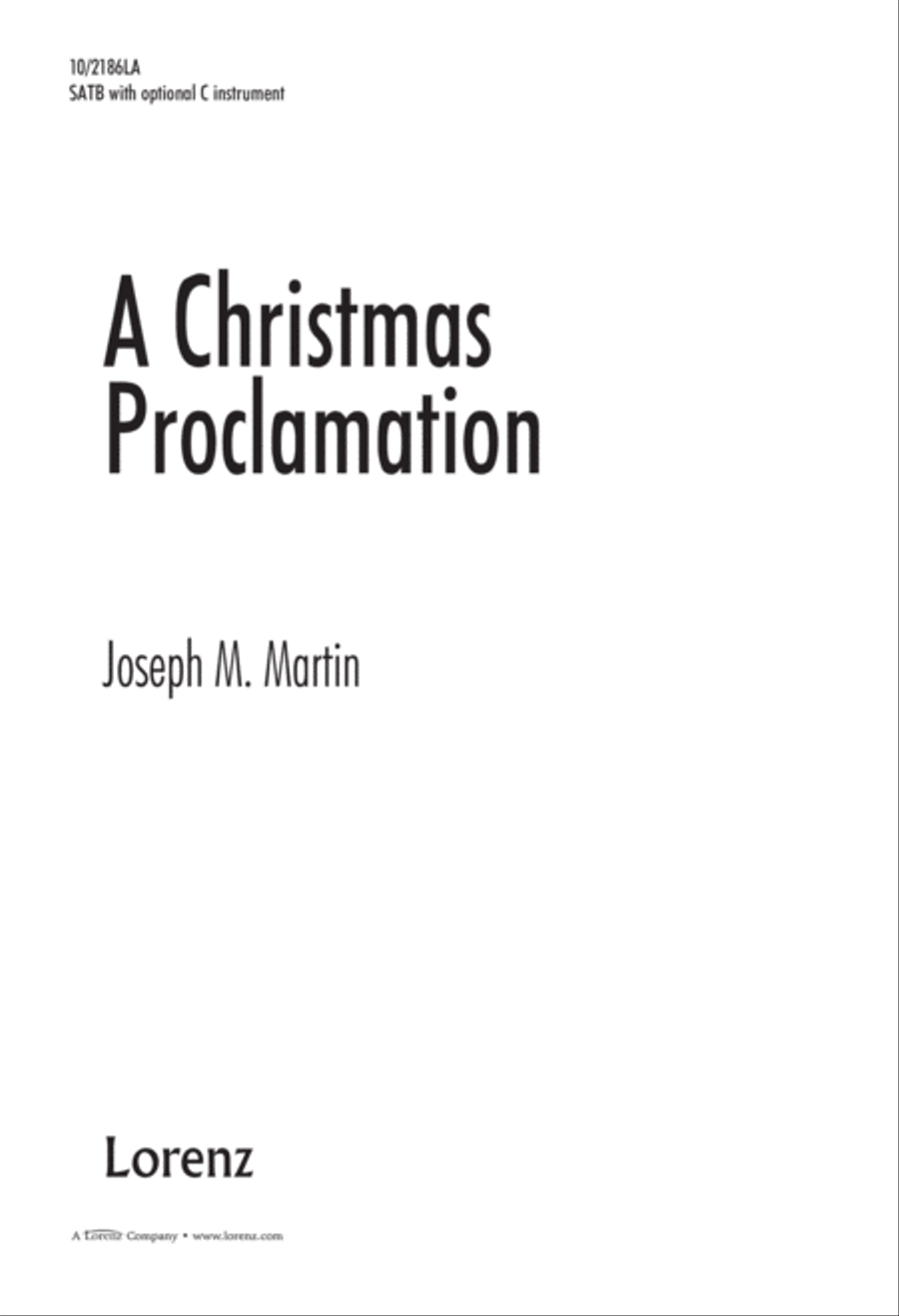 A Christmas Proclamation A Christmas Proclamation 4-Part scores gallery preview page 1