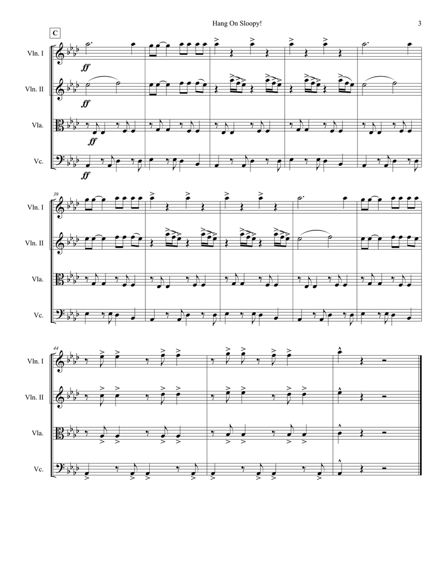 Hang On Sloopy String Quartet scores gallery preview page 3