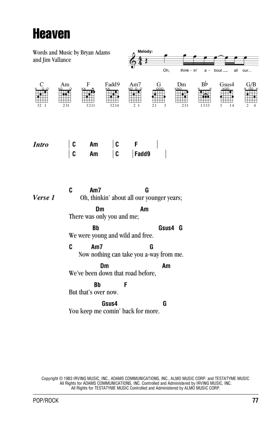 Heaven Acoustic Guitar scores gallery preview page 1