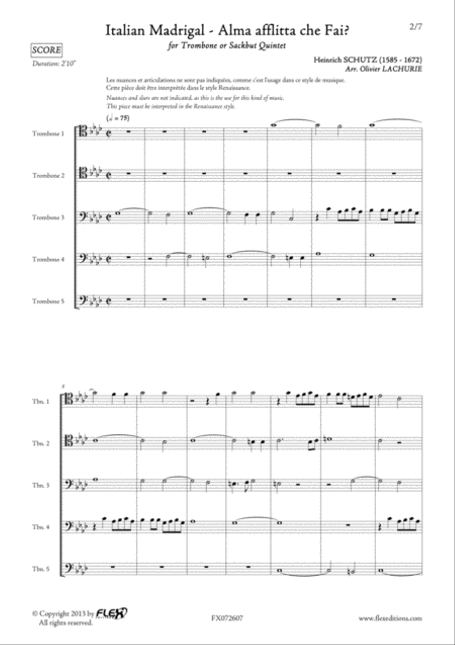 Italian Madrigal - Alma afflitta che Fai? Choir scores gallery preview page 2