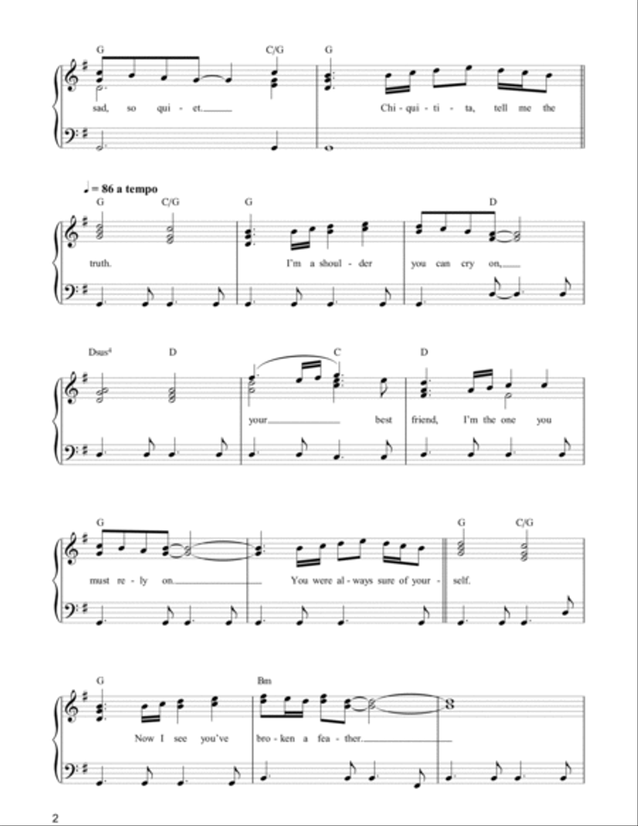 Chiquitita Easy Piano scores gallery preview page 2