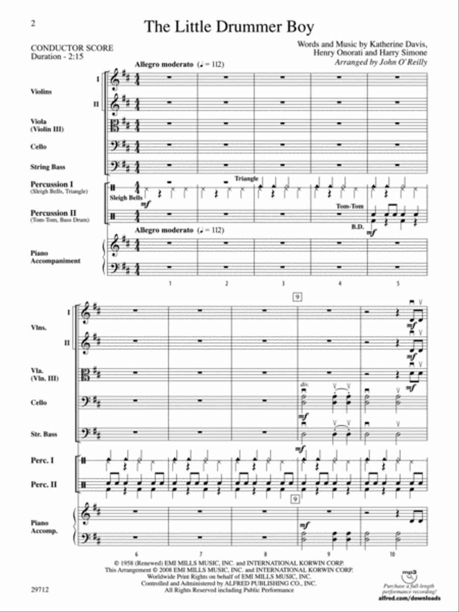 The Little Drummer Boy The Little Drummer Boy String Orchestra scores gallery preview page 2