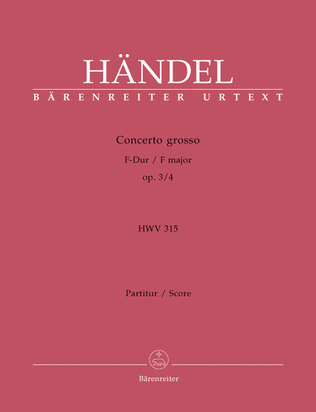Book cover for Concerto grosso F major, Op. 3/4 HWV 315