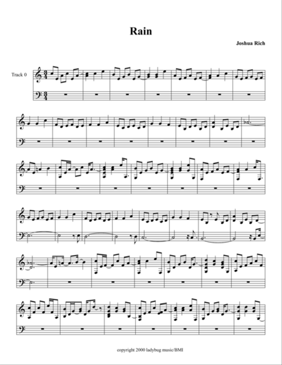 Rain Piano Solo scores gallery preview page 1