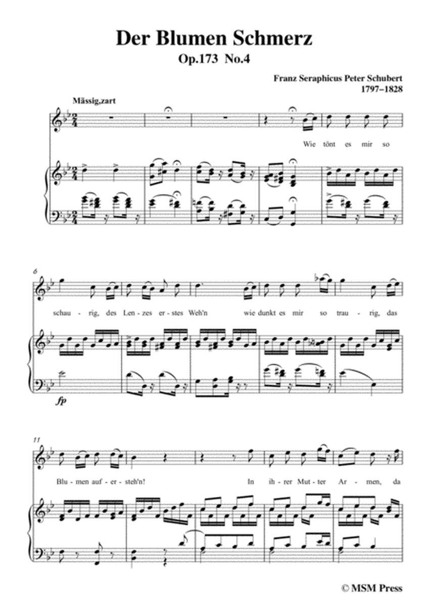 Schubert-Der Blumen Schmerz,Op.173 No.4,in g minor,for Voice&Piano image number null