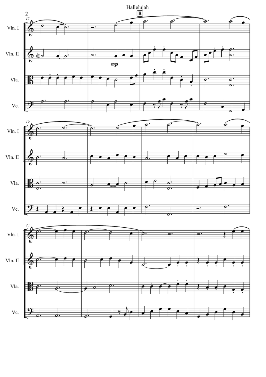 Hallelujah String Quartet scores gallery preview page 3
