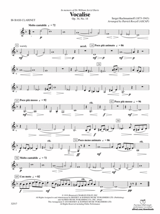 Vocalise, Op. 34, No. 14: B-flat Bass Clarinet